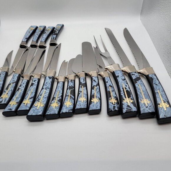 VTG Lifetime Cutlery Fleur D'Or Sheffield England Stainless Knives Lot of 17 B2 - Picture 1 of 4